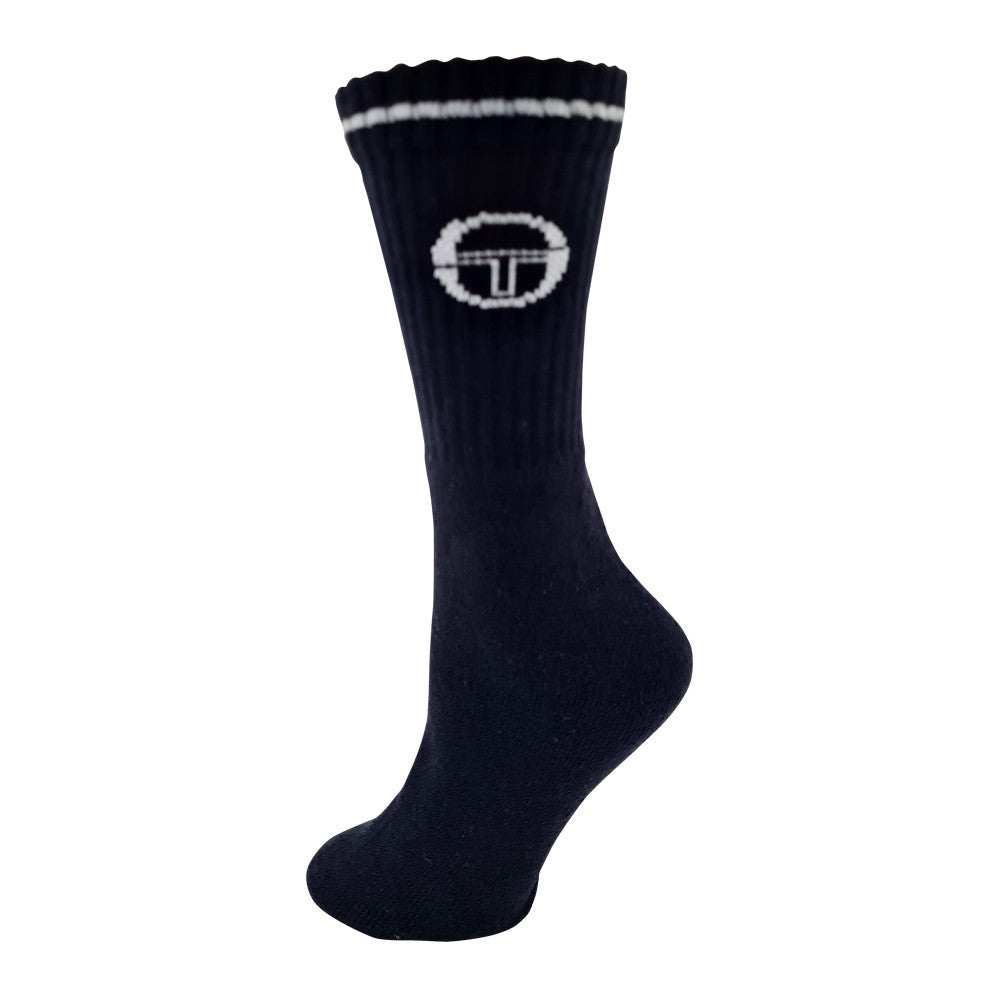 Sergio Tacchini Baumwoll-Sportsocken – 3 Paar/Pack – Schwarz – Gr. 43–46