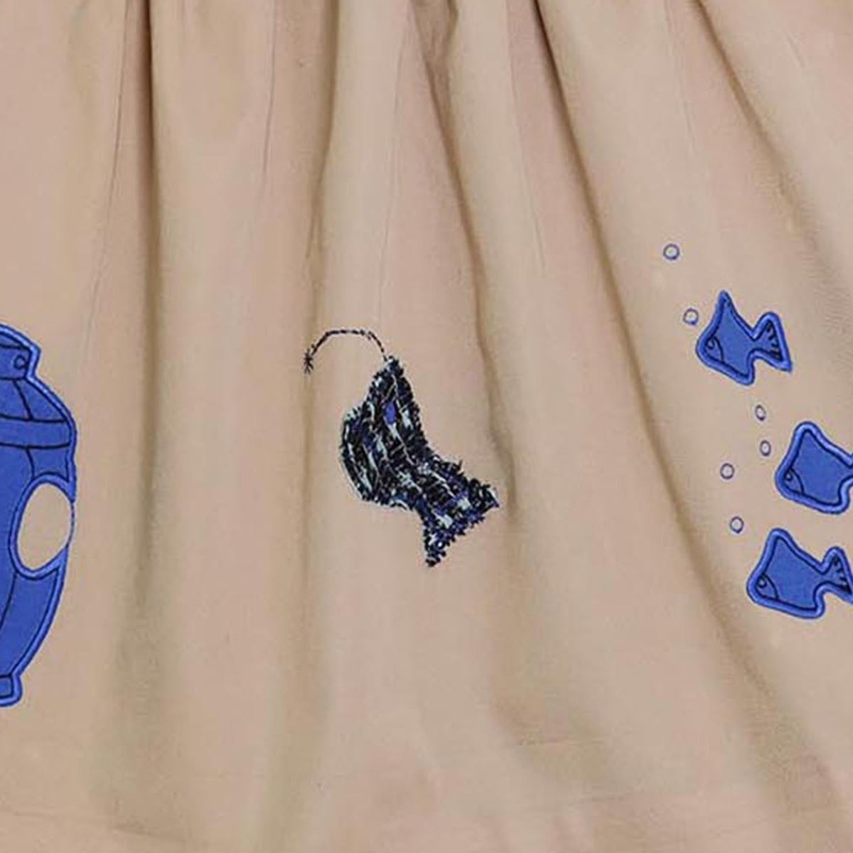 MAGIC MENDING PRELOVED Beige Cotton Skirt with Submarine,