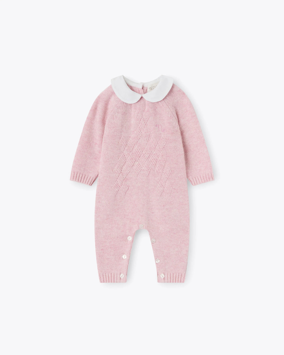 Baby Strampler Rosa Kaschmir-Mix mit Kragen | NANAN – Luxuriös & Zart für Mädchen