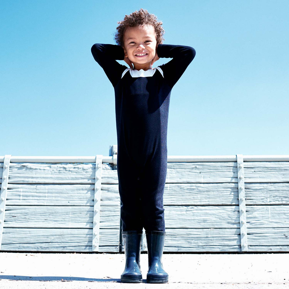 Baby Overall-Body Schwarz mit weißen Elementen – Unisex Avant-Garde | Infantium Victoria