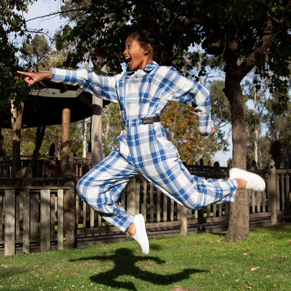 Kinder Tartan-Overall Blau-Weiß – 100% Baumwolle Unisex | Infantium Victoria
