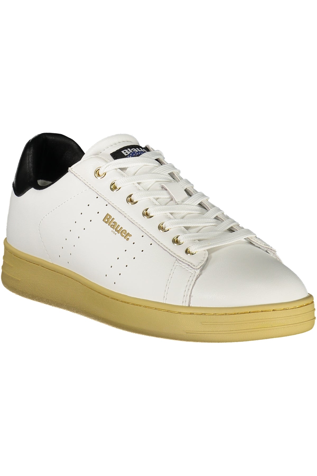 Blauer Herren Sneaker Weiß | Sportschuhe mit Schwarzen Kontrast-Details & Logo