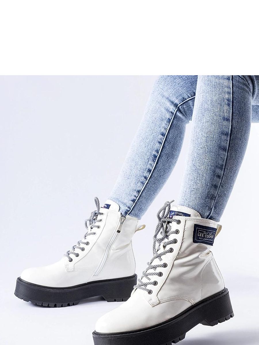 Stiefeletten Damen Lee Cooper LCJ-21-47-0666LB – Weiß, Lackoptik