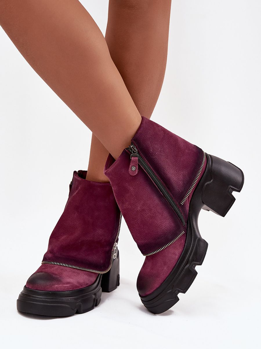 Stiefelmodell 219392 Step in Style – Rote Damen-Stiefel Maciejka aus Naturleder mit Umschlagschaft & Blockabsatz