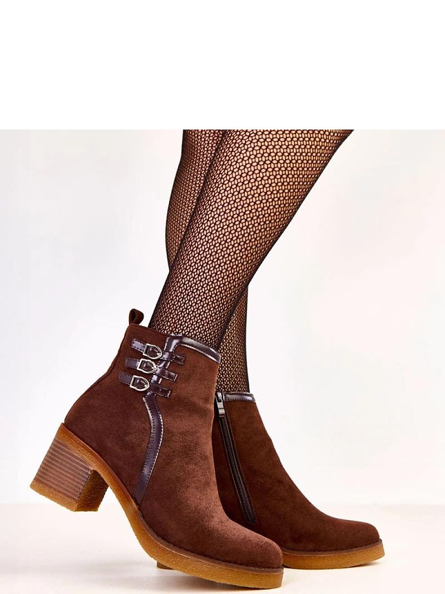 Absatzstiefeletten Damen Solea 219643 – Braun, Blockabsatz & Schnallen