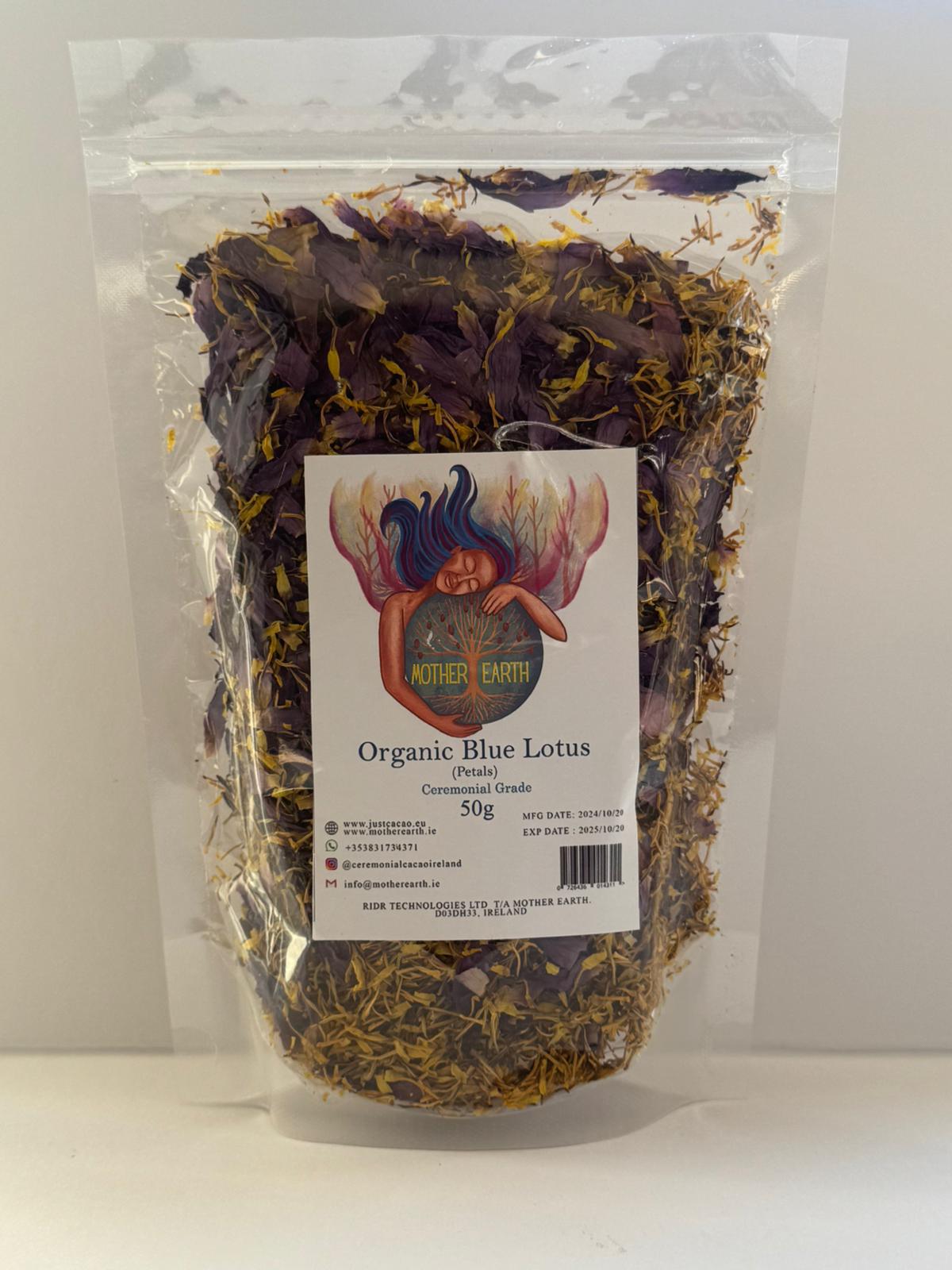 Ägyptische Bio-Blaue Lotusblüten & zerstoßene Blütenblätter (50g)
