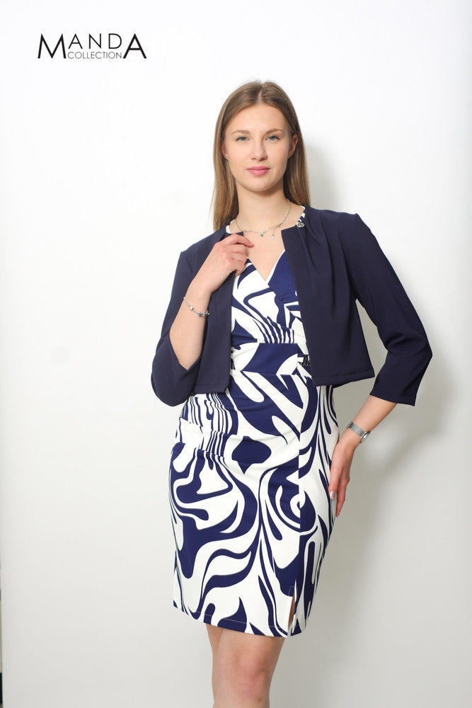 Marineblauer Bolero – elegante Damenjacke aus Polyester-Elasthan