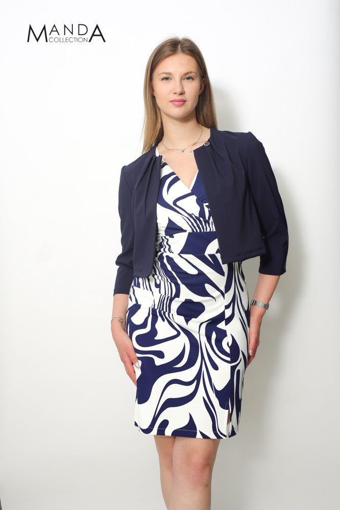 Marineblauer Bolero – elegante Damenjacke aus Polyester-Elasthan
