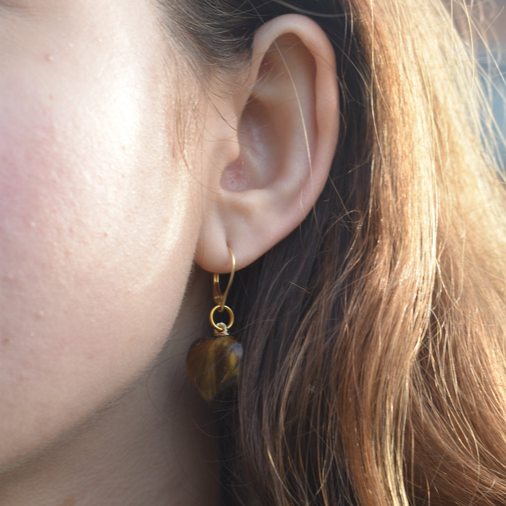 Tigerauge Gelbgold Ohrringe – „Wärme + Seele“ | nlanlaVictory BLOOM Collection