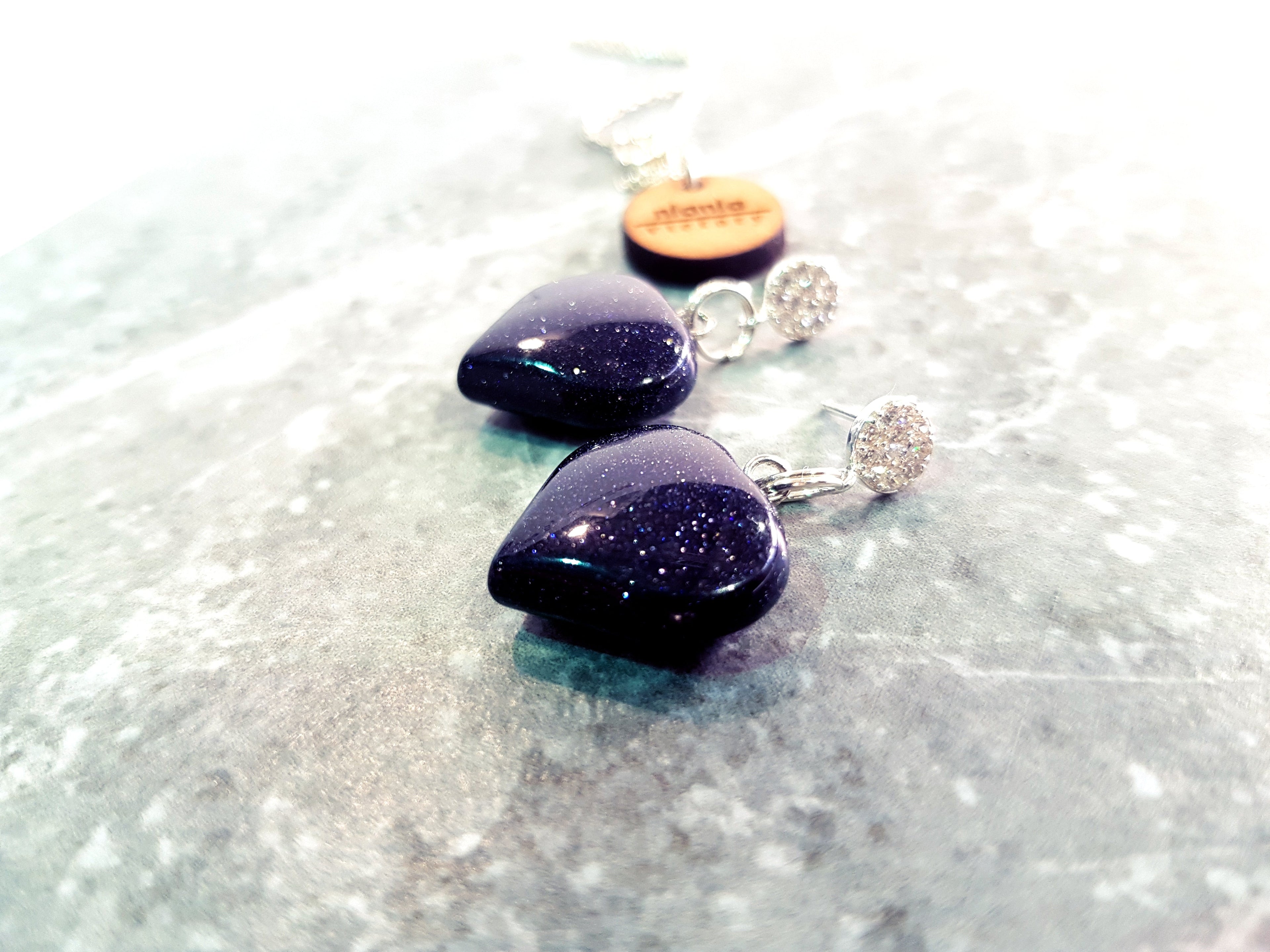 Blue Goldstone Ohrstecker mit Zirkonia – Herz-Design aus 925 Sterlingsilber | nlanlaVictory