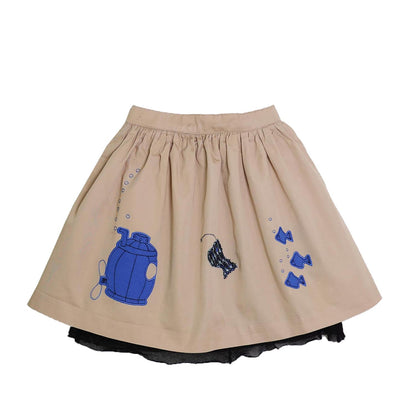 MAGIC MENDING PRELOVED Beige Cotton Skirt with Submarine,