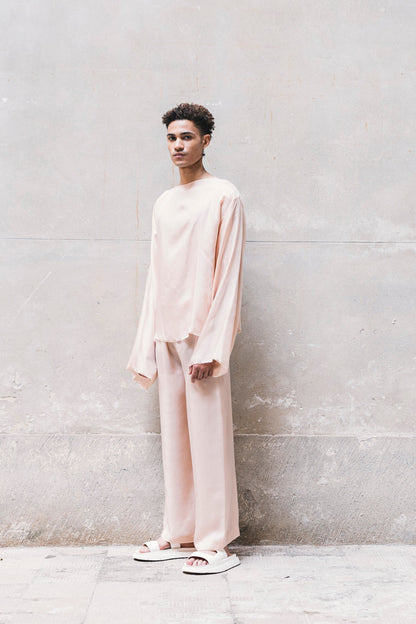 Weite Sommerhose 100% Bemberg | Cyclamen &amp; Puderrosa | Zero-Waste | ZEROBARRACENTO