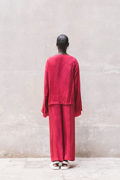 Weite Sommerhose 100% Bemberg | Cyclamen &amp; Puderrosa | Zero-Waste | ZEROBARRACENTO