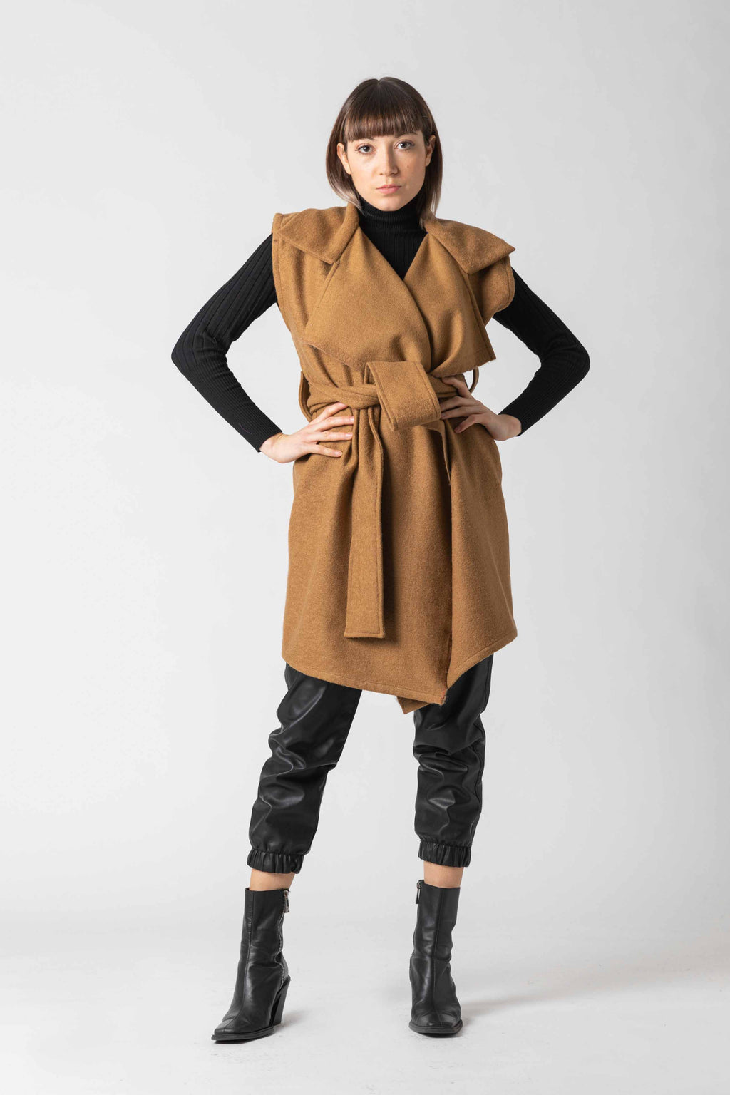 EBI Midi-Weste aus Wollmix | Camel | Zero-Waste | ZEROBARRACENTO