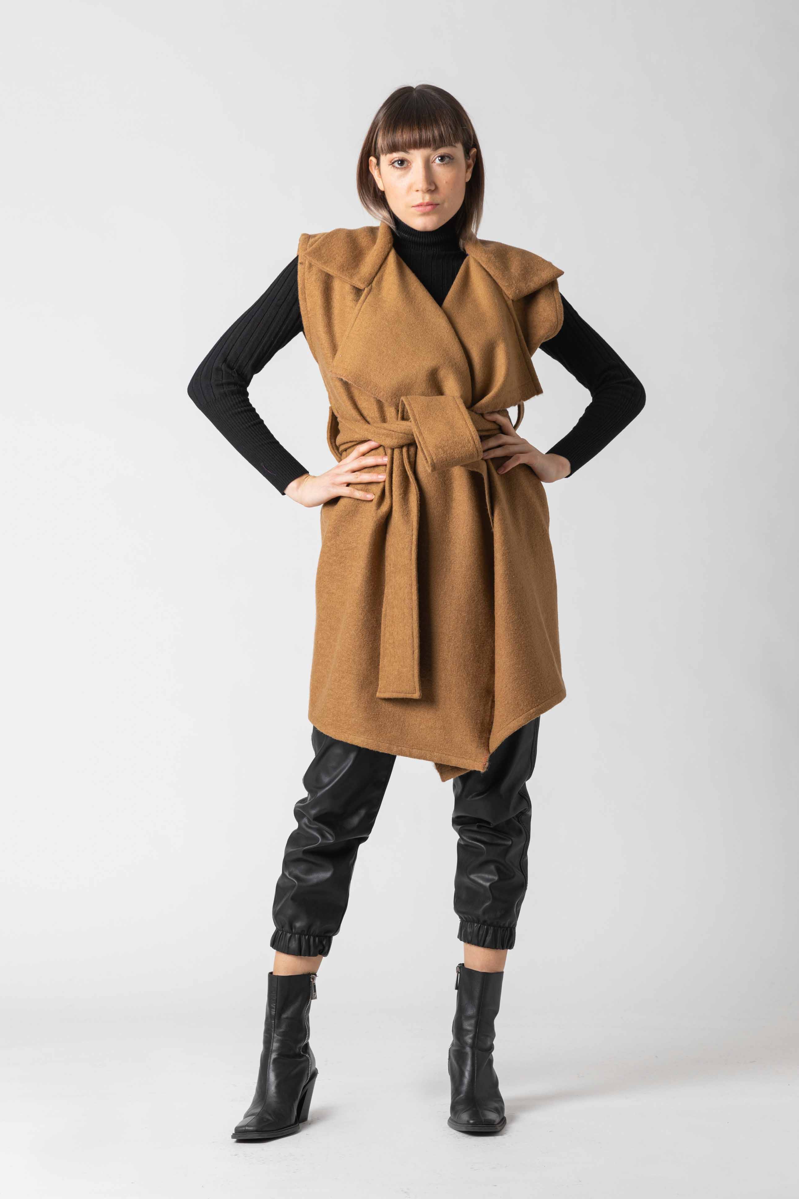 EBI Midi-Weste aus Wollmix | Camel | Zero-Waste | ZEROBARRACENTO