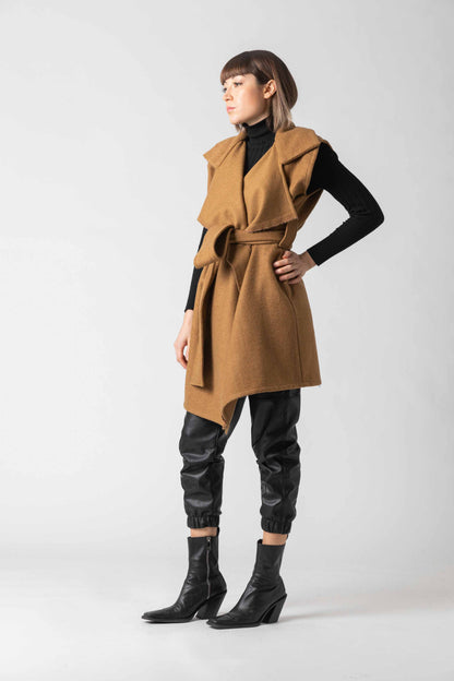EBI Midi-Weste aus Wollmix | Camel | Zero-Waste | ZEROBARRACENTO