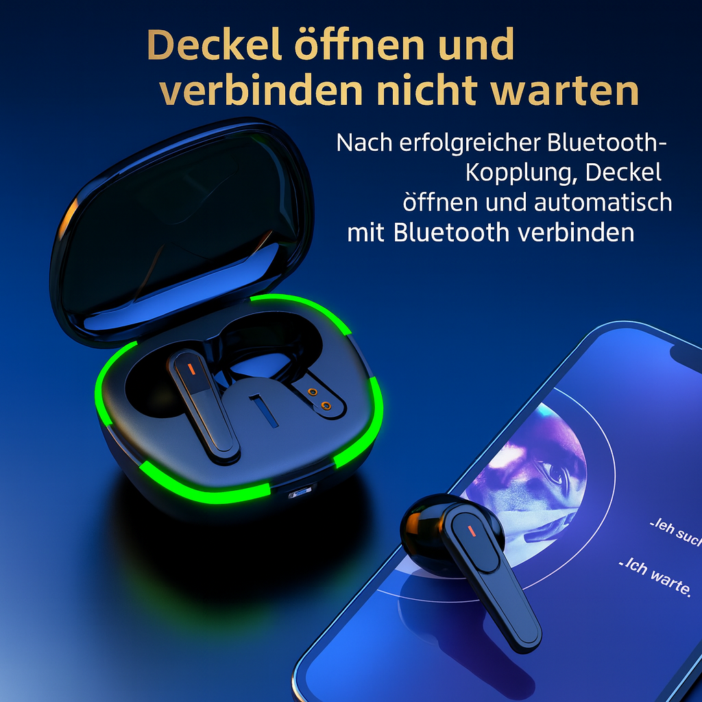 TWS Bluetooth 5.0 In-Ear Kopfhörer – Kabellos, Touch-Steuerung, IPX4, LED-Ladecase