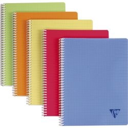 Clairfontaine Linicolor Spiralnotizbuch A4 | Kariert 5x5mm, 180 Seiten, 90g/m² – Sortierte Farben