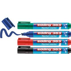 Edding 383 Flipchart-Marker 4er Set | Keilspitze 1-3mm | Blau, Grün, Schwarz, Rot