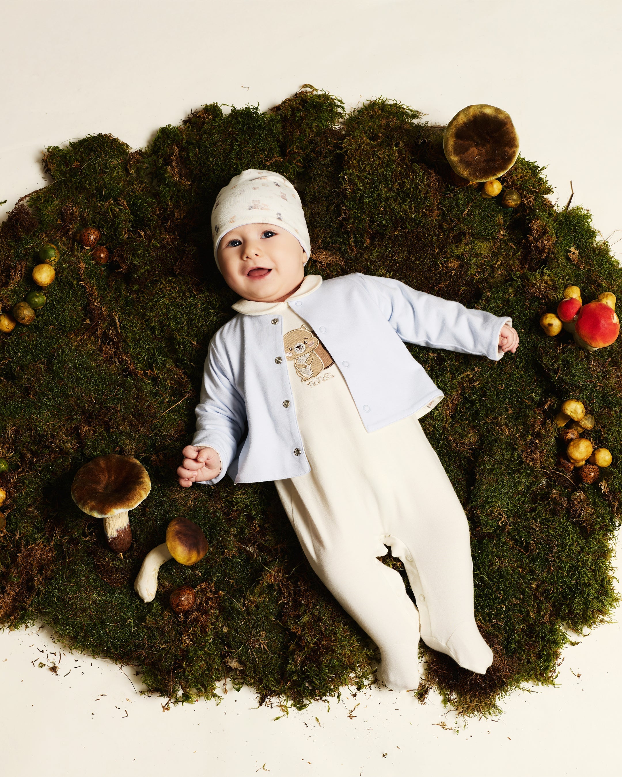 Baby Wickelstrampler Elfenbein mit Eichhörnchen-Stickerei | NANAN – Verspielt & Weich