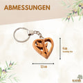 Schlüsselanhänger Schutzengel im Herz aus Olivenholz | Liebevoller Glücksbringer als Geschenk zur Taufe, Kommunion & Geburtstag