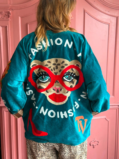 TOUT – Laute Luxusjacke aus Samt – Türkis – Oversized