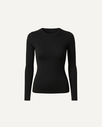 Merinowoll-Langarmshirt – Schwarz