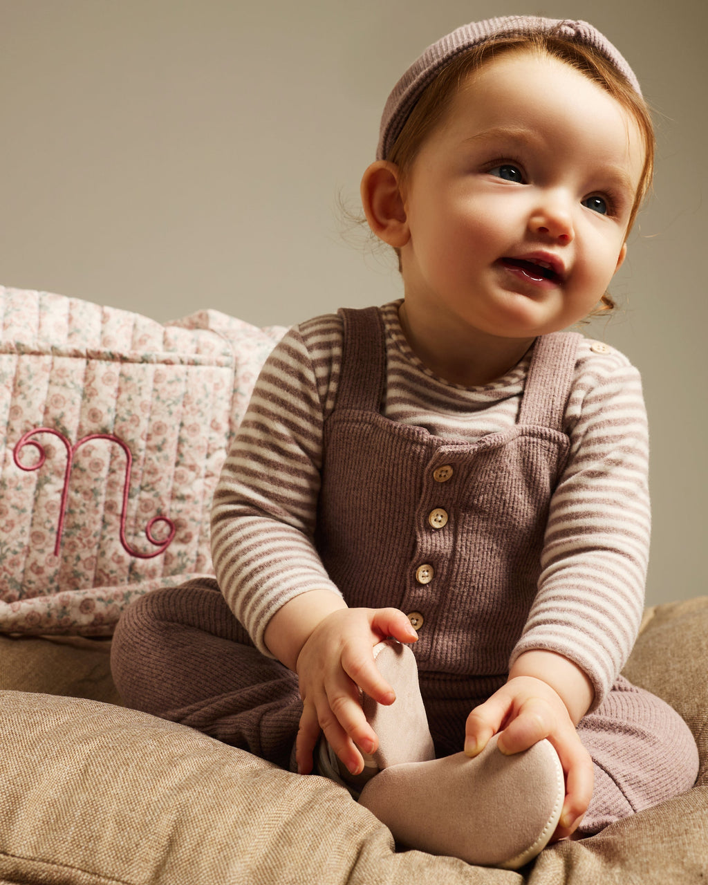 Baby Set 2-teilig Beige | NANAN – Gestreiftes T-Shirt & Latzhose | Unisex