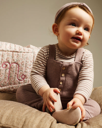 Baby Set 2-teilig Beige | NANAN – Gestreiftes T-Shirt &amp; Latzhose | Unisex