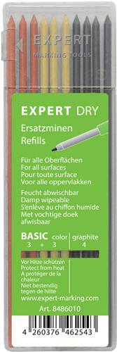 EXPERT Dry Marker Nachfüllset Basic | 4x Graphit + 3x Gelb/Rot | 2,8mm Trockenmarker