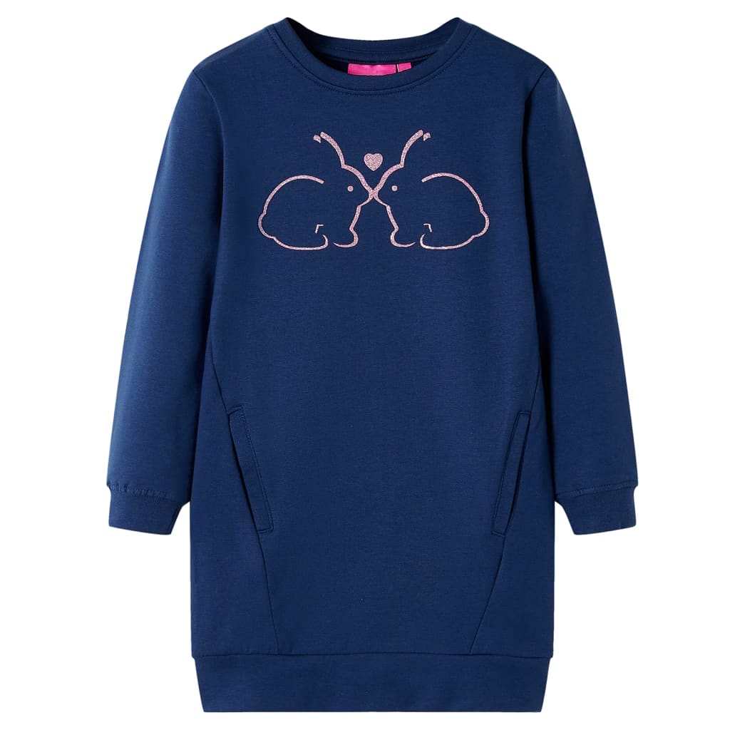 VidaXL Mädchen Sweatkleid mit Hasen-Print – Marineblau Größe 104 (4 Jahre)
