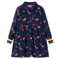 Vidaxl Kinder-Langarmkleid mit Vogelprint in Marineblau – Größe 128 | Mädchen 7–8 Jahre