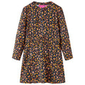 VidaXL Mädchen Midi-Kleid mit Blumen-Print – Marineblau Größe 92 (2 Jahre)