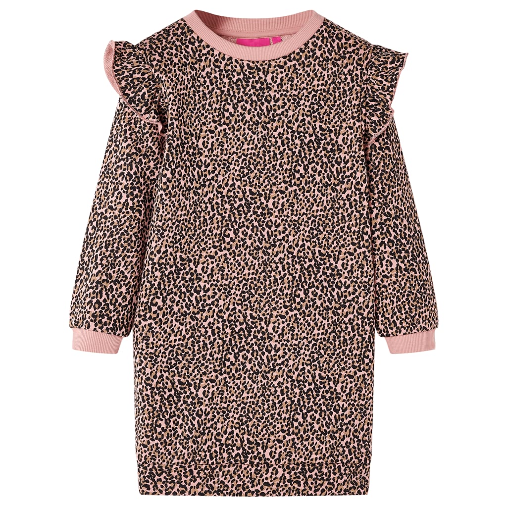 VidaXL Mädchen Sweatkleid mit Leoparden-Print – Mittelpink Größe 92 (2 Jahre)