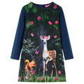 VidaXL Mädchen Kleid mit Hirsch-Print – Marineblau Größe 104 (4 Jahre)