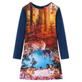 VidaXL Mädchen Kleid mit Hirsch-Print – Marineblau Größe 116 (6 Jahre)