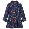 VidaXL Mädchen Kleid mit Blätter-Print – Marineblau Größe 104 (4 Jahre)