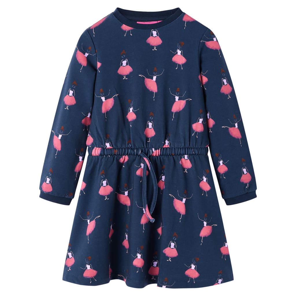 VidaXL Mädchen Kleid mit Ballerina-Print – Marineblau Größe 116 (6 Jahre)