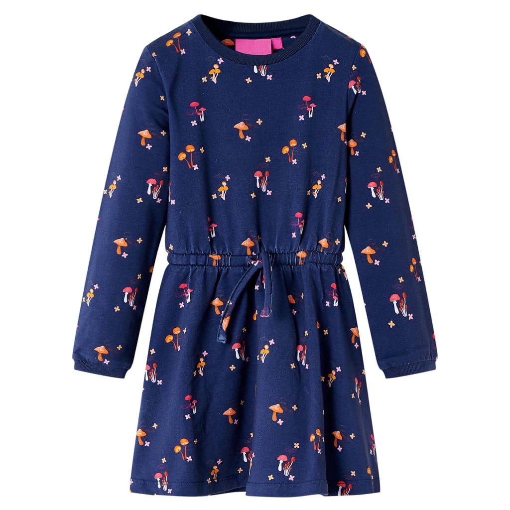 VidaXL Mädchen Kleid mit Pilz-Print – Marineblau Größe 140 (10 Jahre)