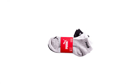 PUMA Unisex Baumwollsocken – 3er-Pack, Kurzsocken, Schwarz/Weiß/Grau, Gr. 35–38