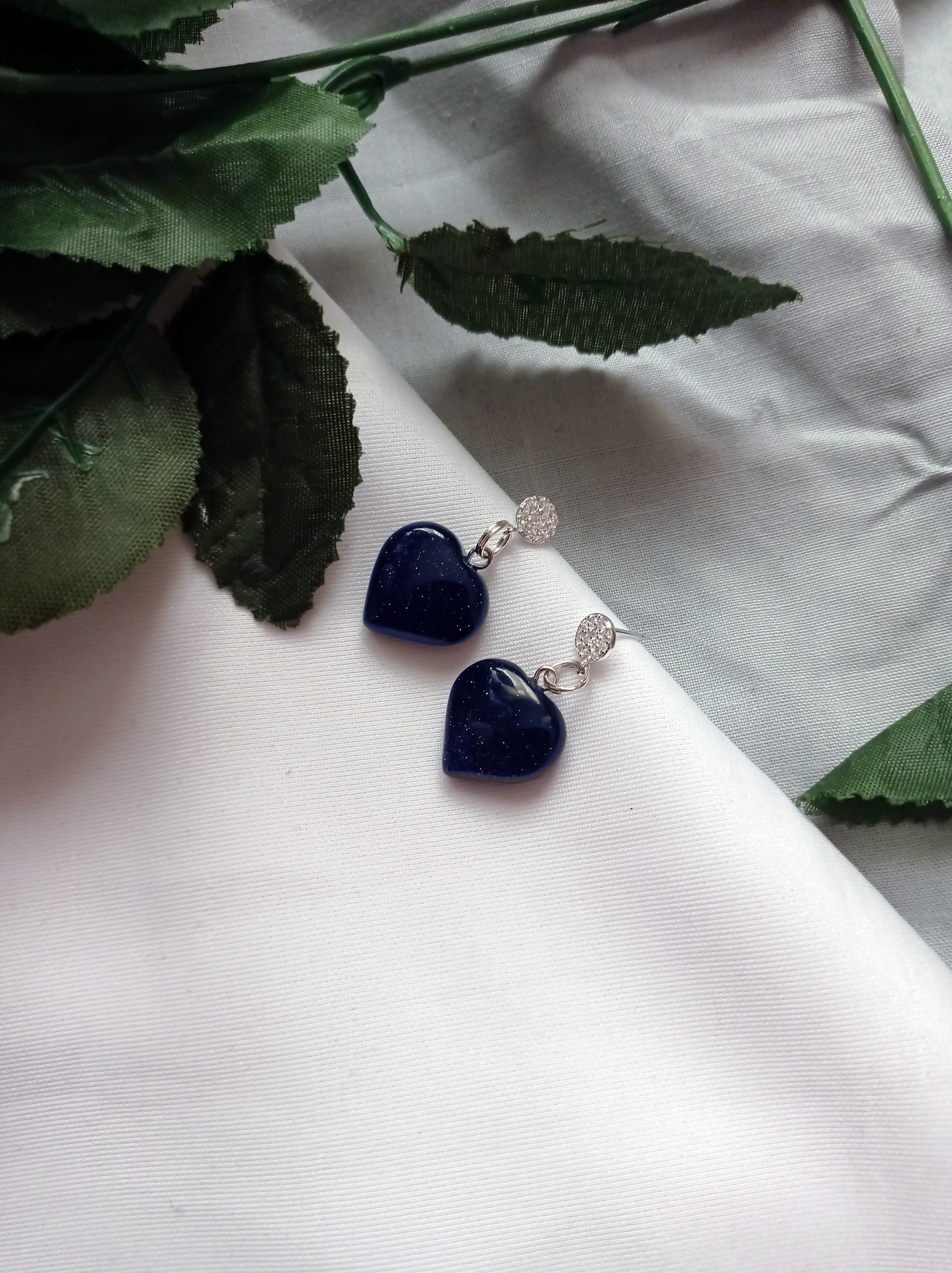 Blue Goldstone Ohrstecker mit Zirkonia – Herz-Design aus 925 Sterlingsilber | nlanlaVictory
