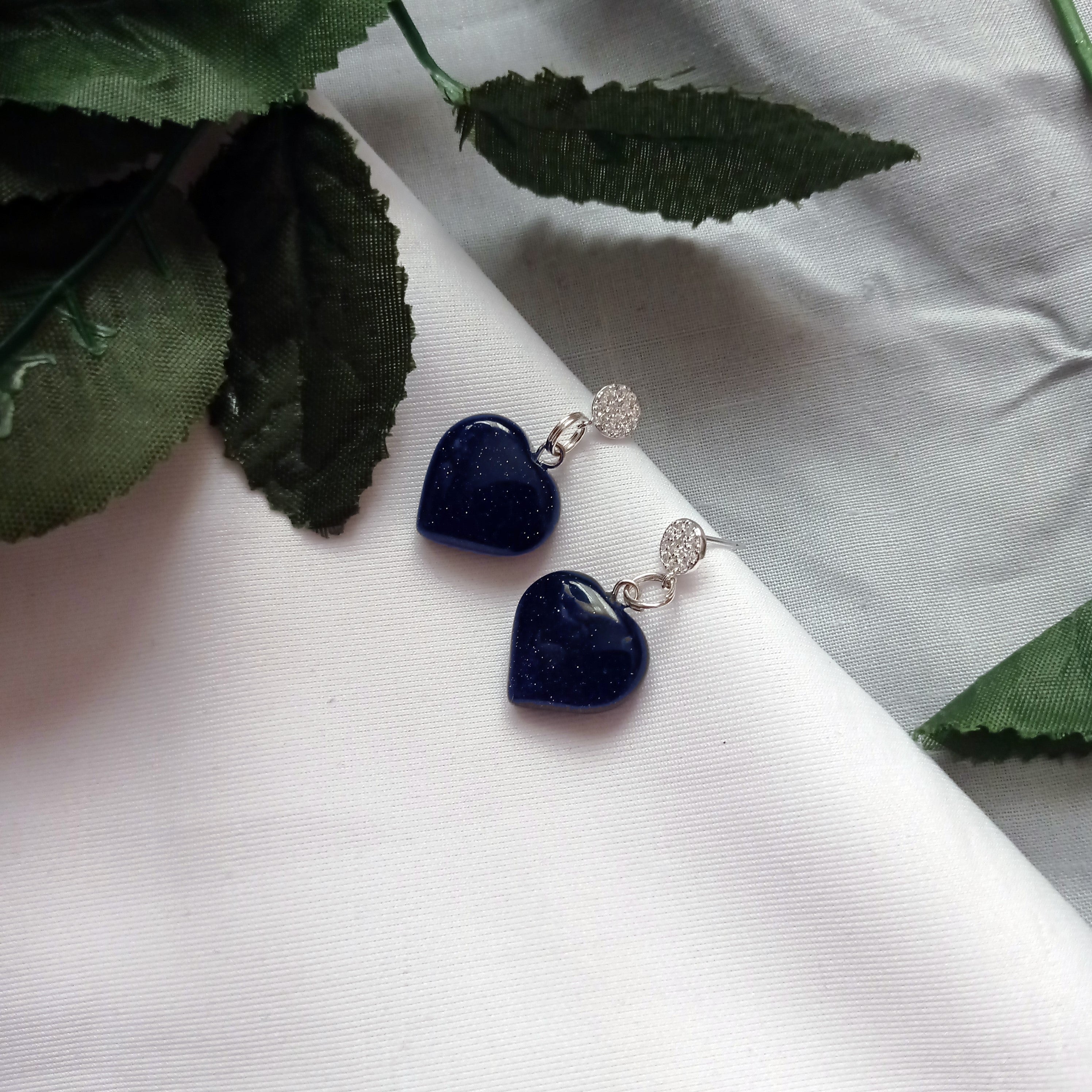 Blue Goldstone Ohrstecker mit Zirkonia – Herz-Design aus 925 Sterlingsilber | nlanlaVictory
