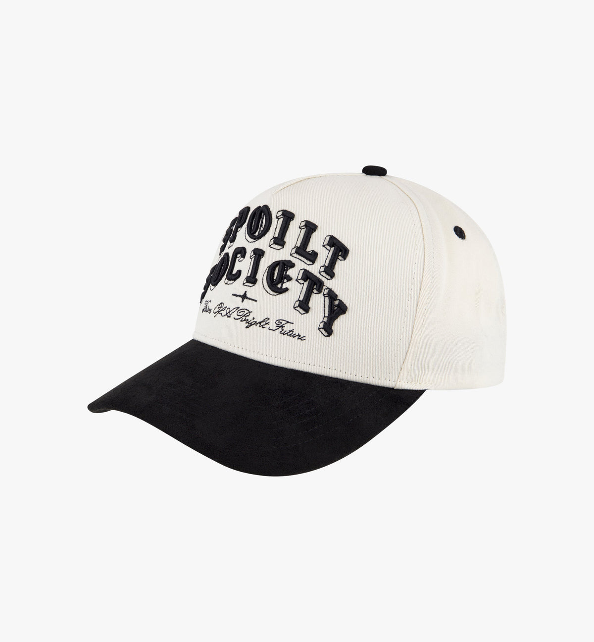 Spoilt Society Vision II Cap in Schwarz und Creme mit 3D-Stickerei