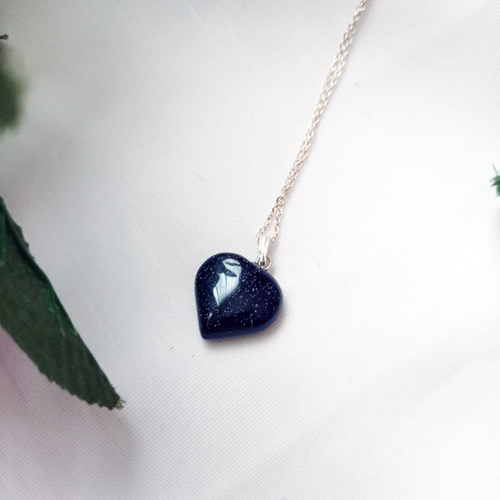 Blue Goldstone Herz-Halskette – 925 Sterlingsilber Anhänger | nlanlaVictory Oyé Collection