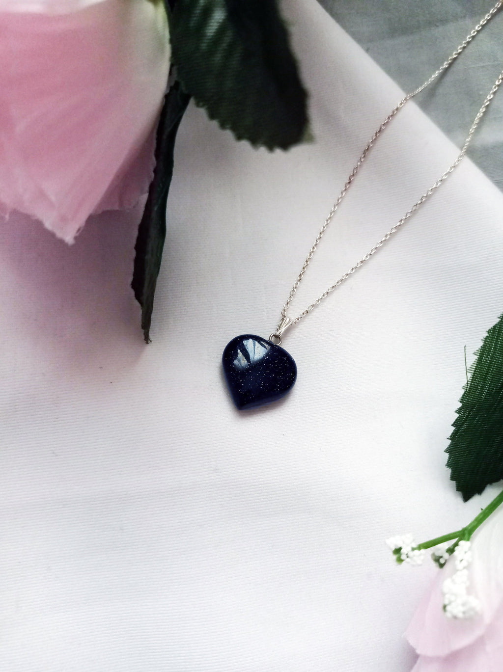Blue Goldstone Herz-Halskette – 925 Sterlingsilber Anhänger | nlanlaVictory Oyé Collection