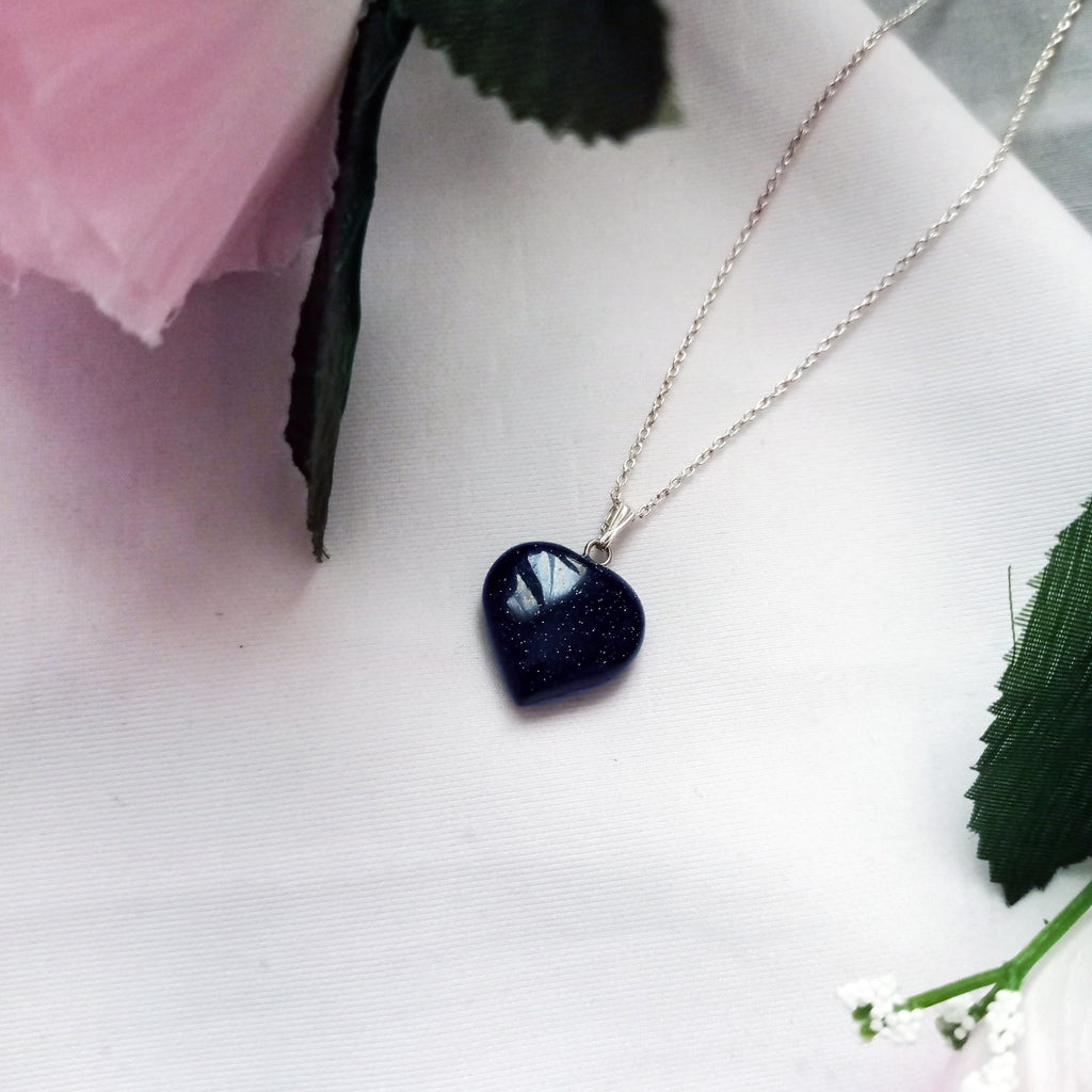 Blue Goldstone Herz-Halskette – 925 Sterlingsilber Anhänger | nlanlaVictory Oyé Collection