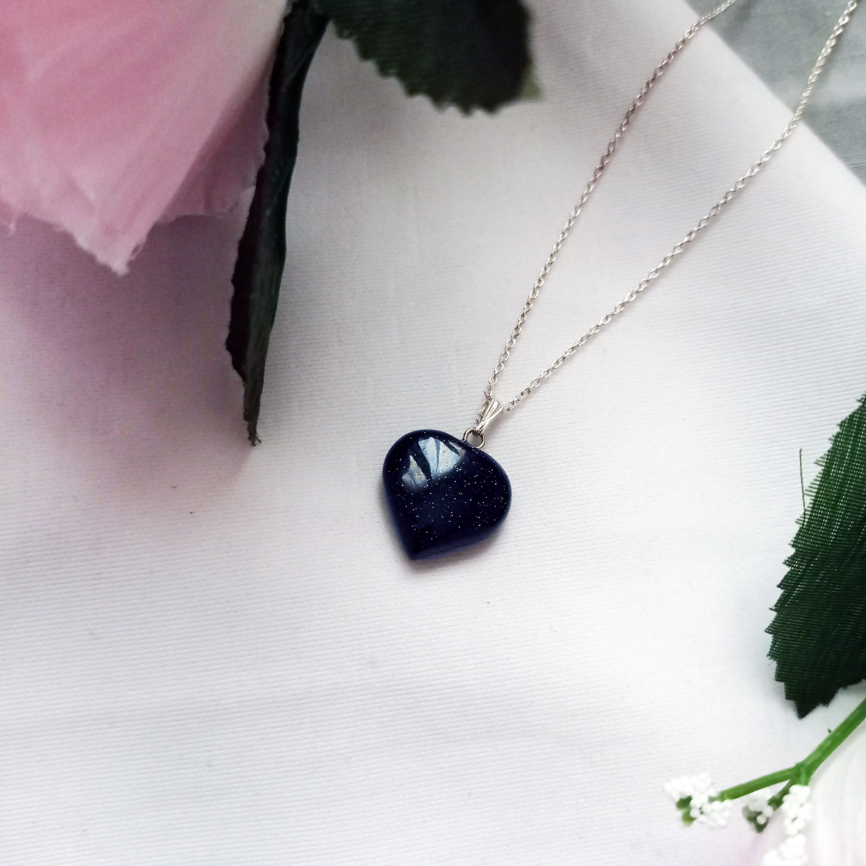 Blue Goldstone Herz-Halskette – 925 Sterlingsilber Anhänger | nlanlaVictory Oyé Collection
