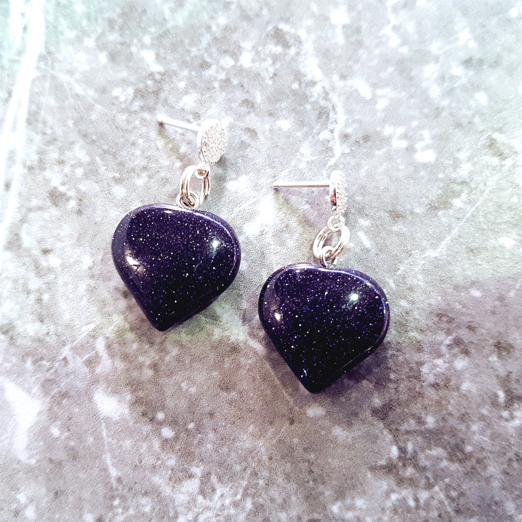 Blue Goldstone Ohrstecker mit Zirkonia – Herz-Design aus 925 Sterlingsilber | nlanlaVictory