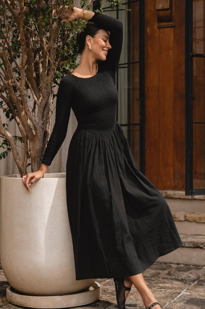 Chantilly Langarm-Smock-Kleid