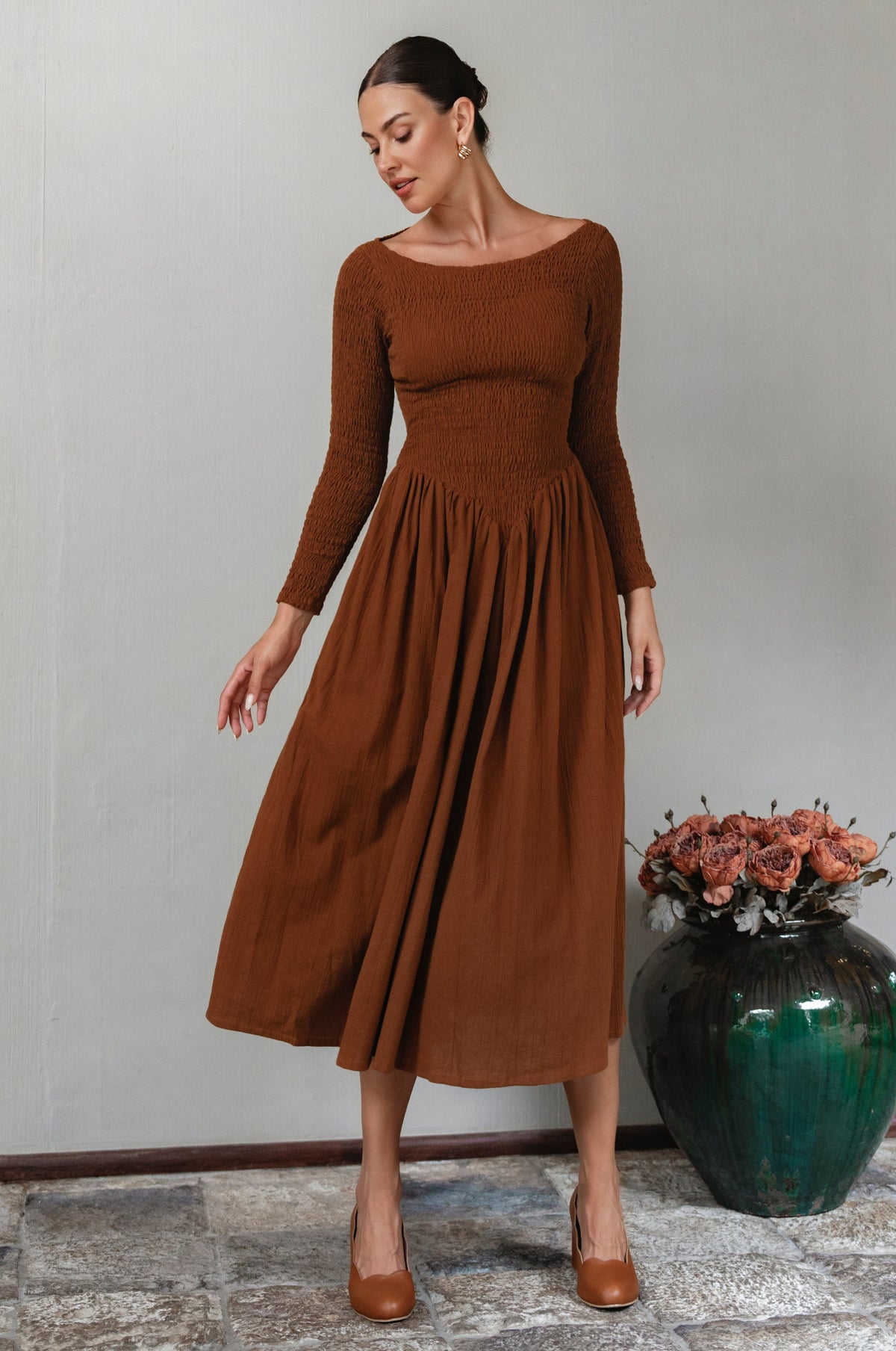 Chantilly Langarm-Smock-Kleid